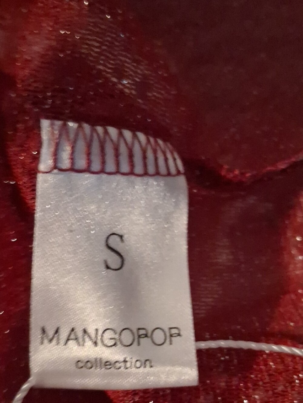 Mangopop Shimmering Red Sequin Sheer High Neck Top - Size Small - Picture 6 of 7